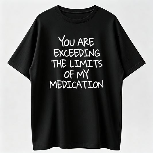 Humorous “You Exceed My Medication Limits” Print Unisex Slightly Stretchy Geometric Fabric, Casual Style, Ideal Gift for Senior Men & Women Pullover