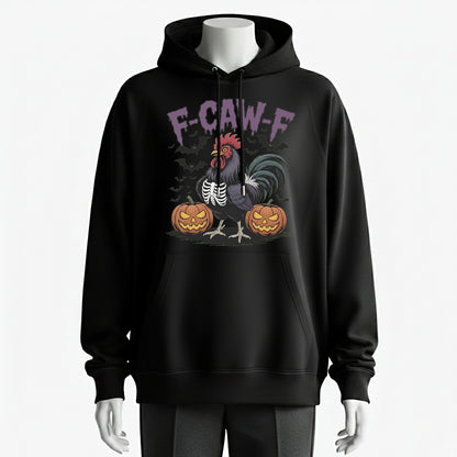 F-CAW-F Funny Skeleton Rooster Halloween Hoodie