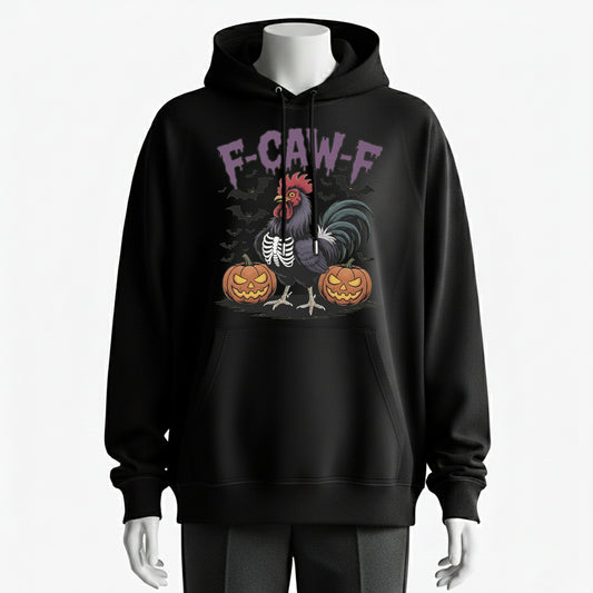 F-CAW-F Funny Skeleton Rooster Halloween Hoodie