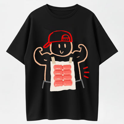 Urbntees Sausage Abs Muscle Man Funny Organic Cotton Unisex T-Shirt