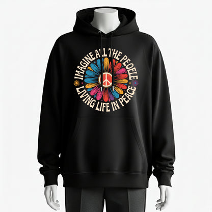 Imagine All the People Living Life in Peace Floral Daisy Hoodie