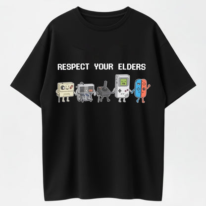 100% Cotton "Respect Your Elders" T-Shirt – Retro Gaming Evolution Tee