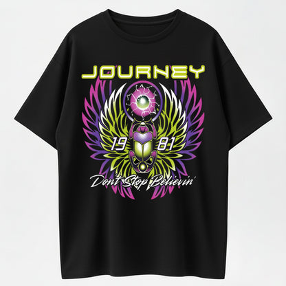 Journey Don't Stop Believin' Print Round Neck Graphic Tee