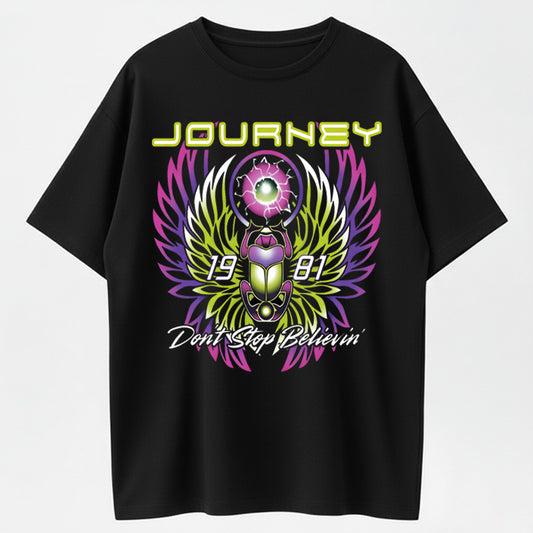 Journey Don't Stop Believin' Print Round Neck Graphic Tee