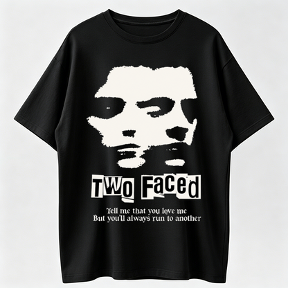 Two Faced Print Short Sleeve Graphic Unisex T-Shirt