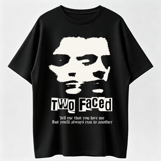 Two Faced Print Short Sleeve Graphic Unisex T-Shirt