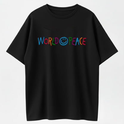 World Peace Smiley Rainbow Organic Cotton Inspirational Unisex T-Shirt