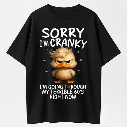 Urbntees Sorry I'm Cranky Terrible 60s Right Now Angry Duck Funny Organic Cotton Unisex T-Shirt