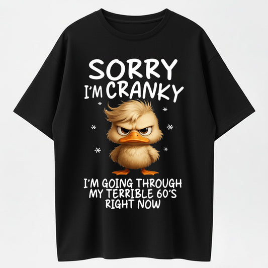 Urbntees Sorry I'm Cranky Terrible 60s Right Now Angry Duck Funny Organic Cotton Unisex T-Shirt