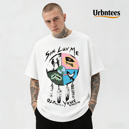 Urbntees She Luv Me Old System Young Generation Dreamcatcher Organic Cotton Unisex T-Shirt