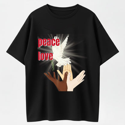 Urbntees Peace Love Dove Hands Unity Organic Cotton Unisex T-Shirt