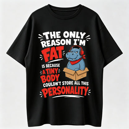 100% Cotton Funny Hippo Personality Graphic T-Shirt Plus Size