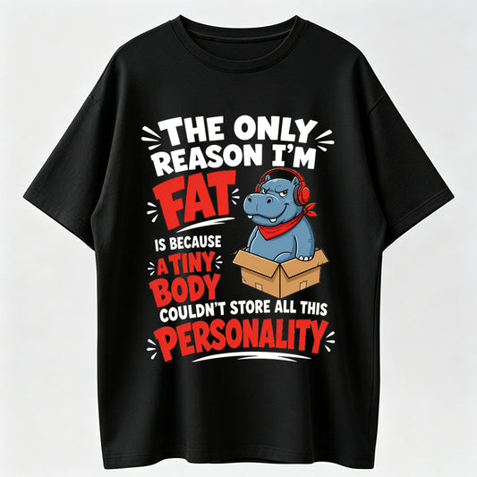 100% Cotton Funny Hippo Personality Graphic T-Shirt Plus Size