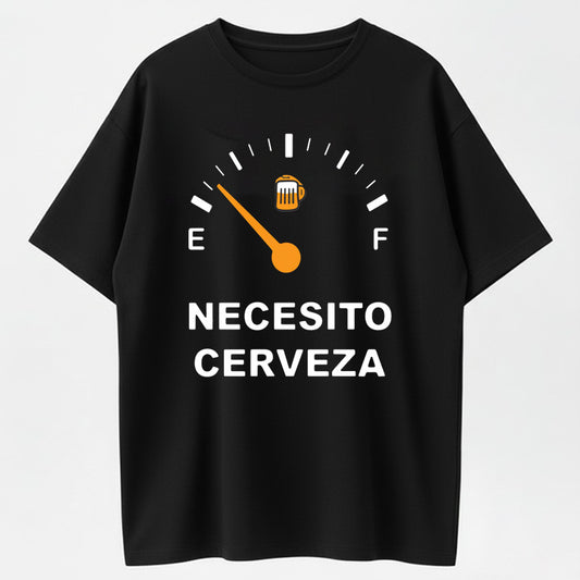 Urbntees Necesito Cerveza I Need Beer Funny Gauge Graphic Pure Cotton T-Shirt