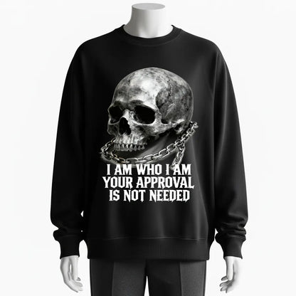 Edgy Skull & Chain Hoodie – 'I Am Who I Am' Bold Design for Nonconformists