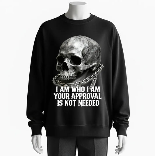 Edgy Skull & Chain Hoodie – 'I Am Who I Am' Bold Design for Nonconformists