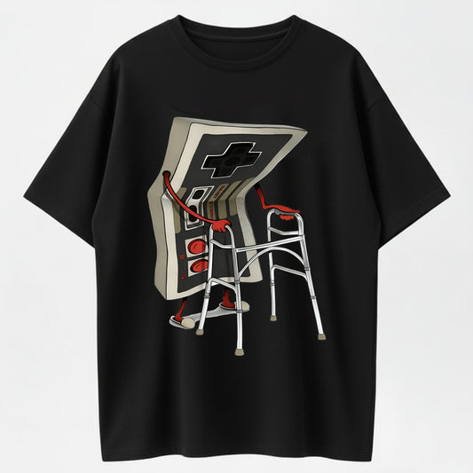 100% Cotton Vintage Game Controller Senior Humor Graphic T-Shirt