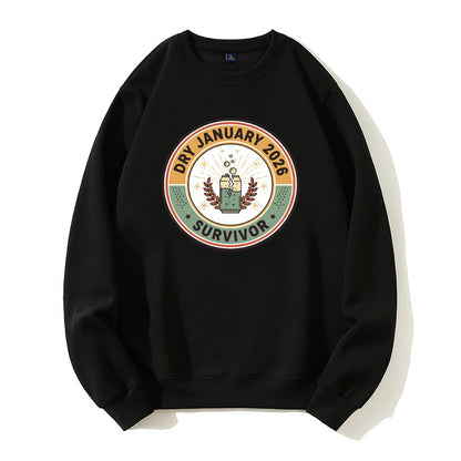 Dry January 2026 Survivor Funny Sobriety Badge Organic Cotton Unisex Sweatshirt