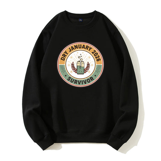Dry January 2026 Survivor Funny Sobriety Badge Organic Cotton Unisex Sweatshirt