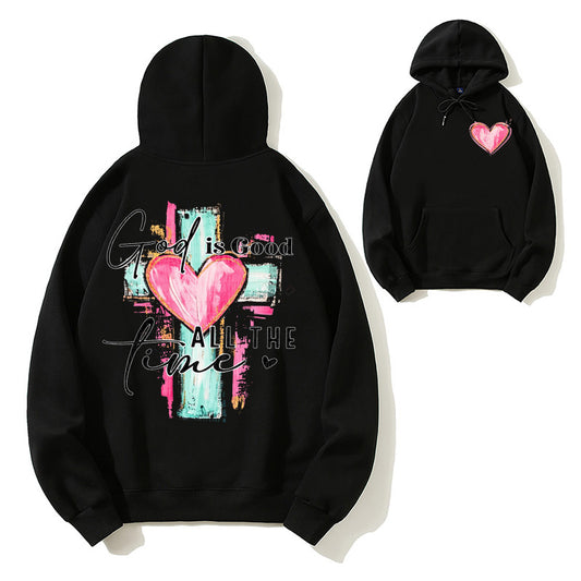 100% Cotton "God is Good All the Time" Hoodie – Faith-Inspired Art Sweatshirt