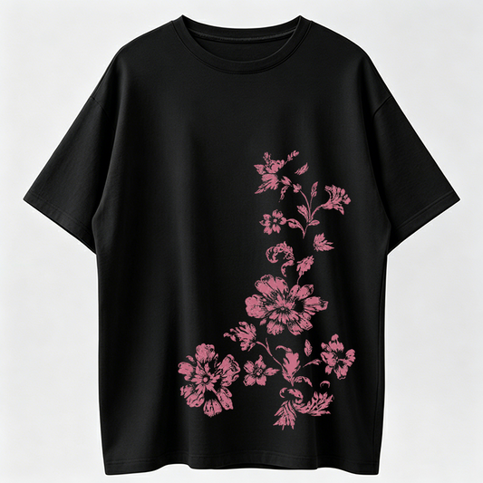 The Pink Floral Graphic T-Shirt, Vintage Flower Tee, Cottagecore Botanical Shirt