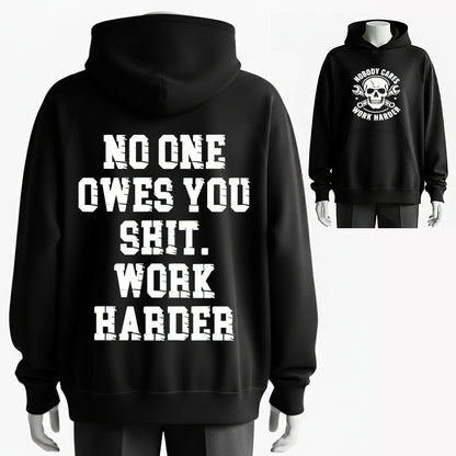 100% Cotton 'Work Harder' Skull & Wrench Graphic Hoodie