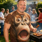 Big Mouth Shocked Monkey Funny Meme Graphic Print T-Shirt