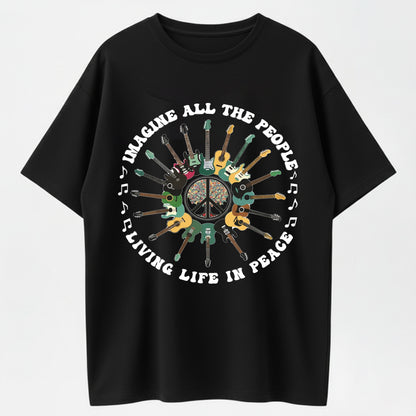 Peace Anthem Guitar Circle Peace Sign Tree of Life T-Shirt
