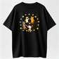 5 Holding Hands Circle Cats Yellow Star Heart Pattern, Round Neck Fabric, Graphic Tees Women, Vintage T Shirts