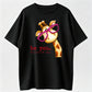 Cartoon Giraffe with Exaggerated Pink Frame Glasses Print, Crew Neck, Short Sleeves