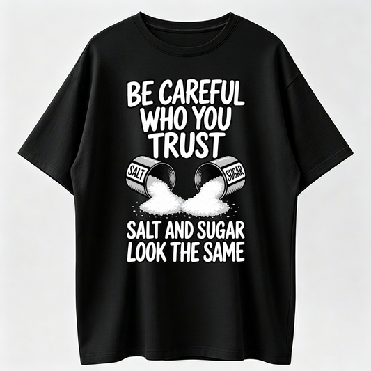 Be Careful Who You Trust Salt and Sugar Look the Same Graphic T-Shirt