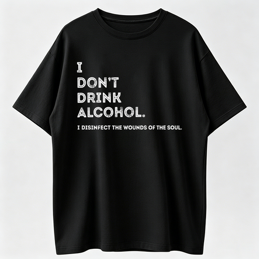 I Don’t Drink Alcohol Funny Quote Graphic T-Shirt, Sarcastic Drinking Humor Casual Short Sleeve Tee
