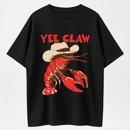 Urbntees Yee Claw Funny Crawfish Cowboy Graphic Pure Cotton T-Shirt