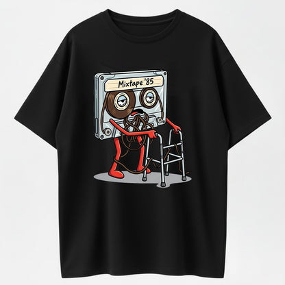 Mixtape '85 Retro Cassette Tape Funny Old School Music Graphic Pullover T-shirt