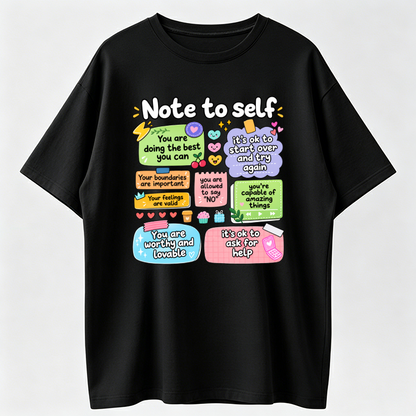 Inspirational Cotton T-shirt for Self-Expression Positive SelfAffirmation with Colorful SelfCare Phrases Unisex Mental Health Apparel Suitable for All Seasons Perfect Gift for SelfLove and Personal Growth