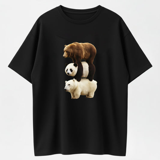 Bear Stack Funny Animal Pile Organic Cotton Unisex T-Shirt