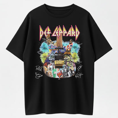 Def Leppard Guitar Collage Rock Band Tribute Organic Cotton Unisex T-Shirt