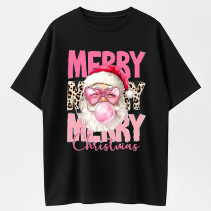 Merry Christmas Heart-Shaped Sunglasses Santa Sweatshirt
