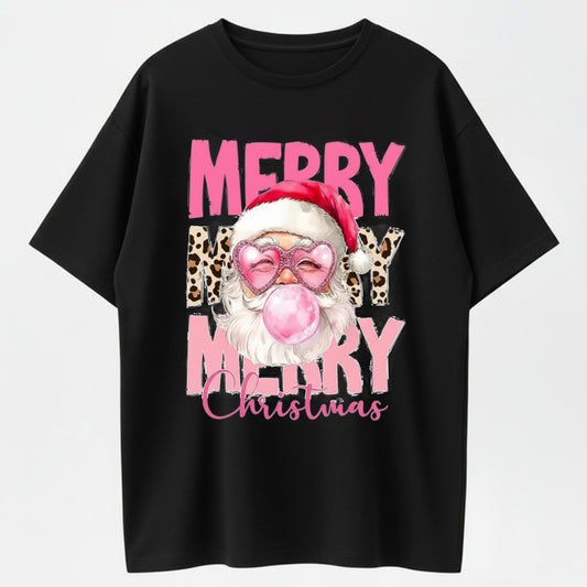 Merry Christmas Heart-Shaped Sunglasses Santa Sweatshirt