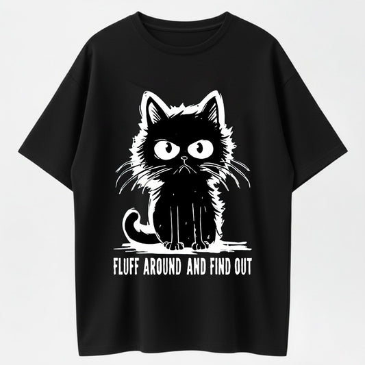Fluff Around And Find Out Funny Black Cat Organic Cotton Unisex T-Shirt