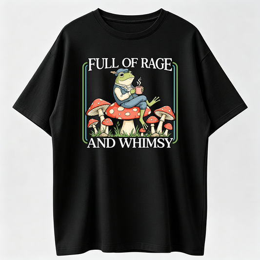 Full Of Rage and Whimsy' Shirt : Retro Cottagecore Frog With Coffee Tee