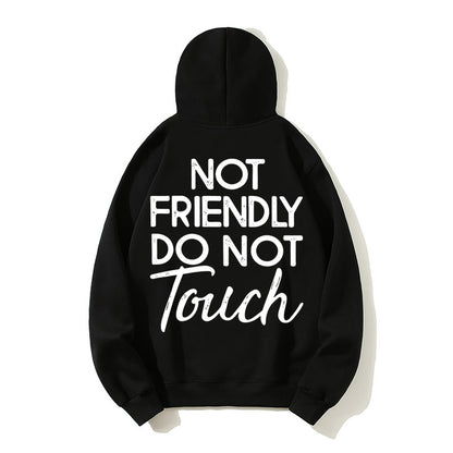 Not Friendly Do Not Touch Print, Men'S Casual Streetwear Hoodies, Comfy And Loose Hooded Pullover Top, Casual Streetwear, Fall Outfits