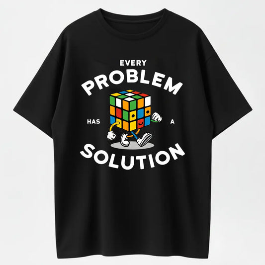 Every Problem Has A Solution Rubik's Cube Graphic T-Shirt - 100% Cotton Heavyweight