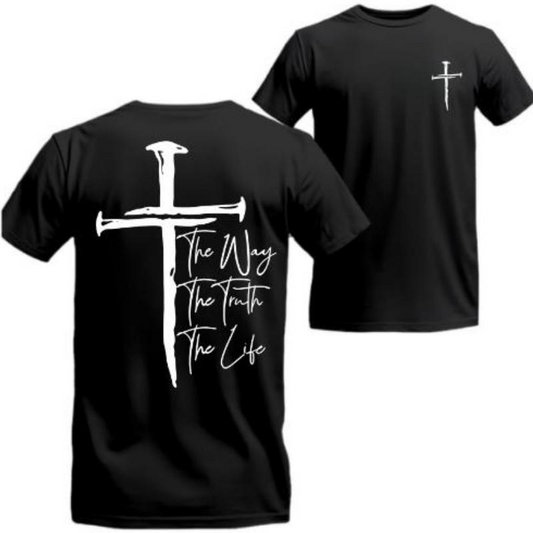 Jesus The Way The Truth The Faith Pattern Round-Neck T-Shirt