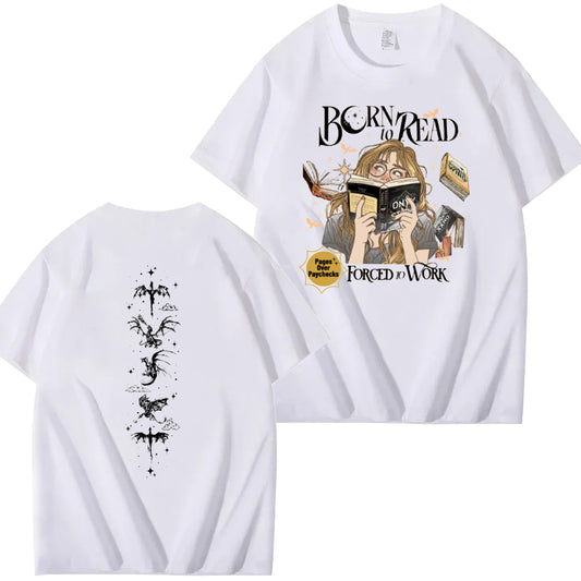 Born to Read, Forced to Work – Dark Academia Comfort Colors Tee
