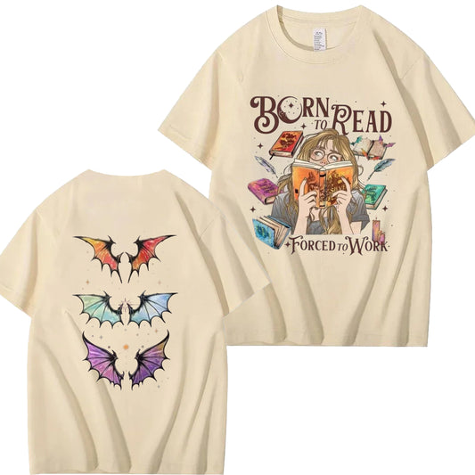 Born to Read, Forced to Work – Dark Academia Comfort Colors Tee