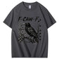 F-CAW-F Vintage Crow & Floral Graphic T-Shirt