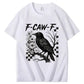F-CAW-F Vintage Crow & Floral Graphic T-Shirt