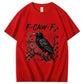 F-CAW-F Vintage Crow & Floral Graphic T-Shirt