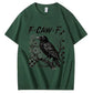 F-CAW-F Vintage Crow & Floral Graphic T-Shirt